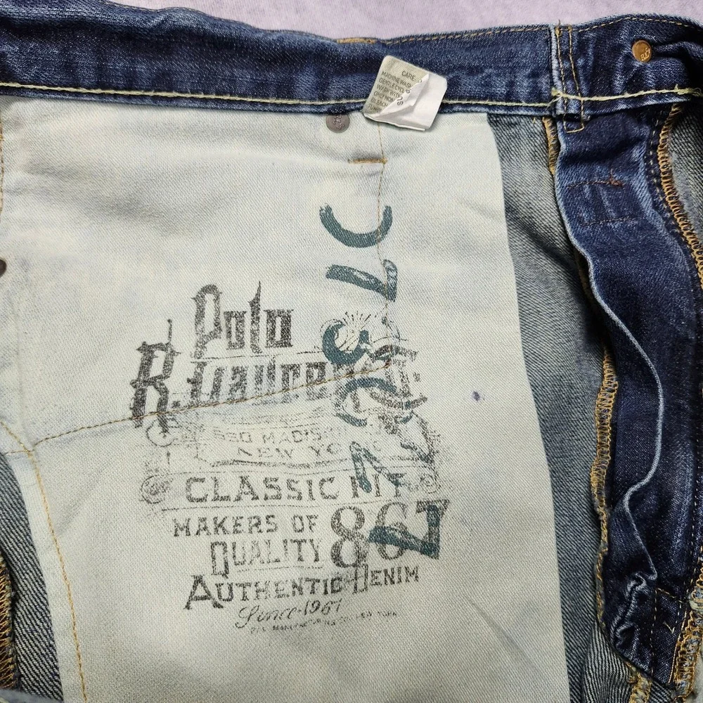 Polo Ralph Lauren Classic 867 Mens Blue Medium Wash Straight Leg Jeans 42x36